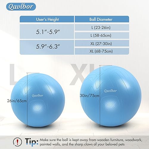 Miniatura 7 de Bola de yoga para embarazo, bola de parto extra gruesa de 0.069 pulgadas para embarazo, pelota de ejercicio antiestallido de 600 libras para