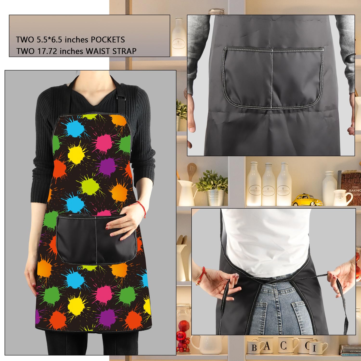 BNQL Painting Artist Apron with Pockets Artist Painter Gifts Art Lover Gift for Art Teacher Apron Painter Aprons (art drop apron) - Image 3