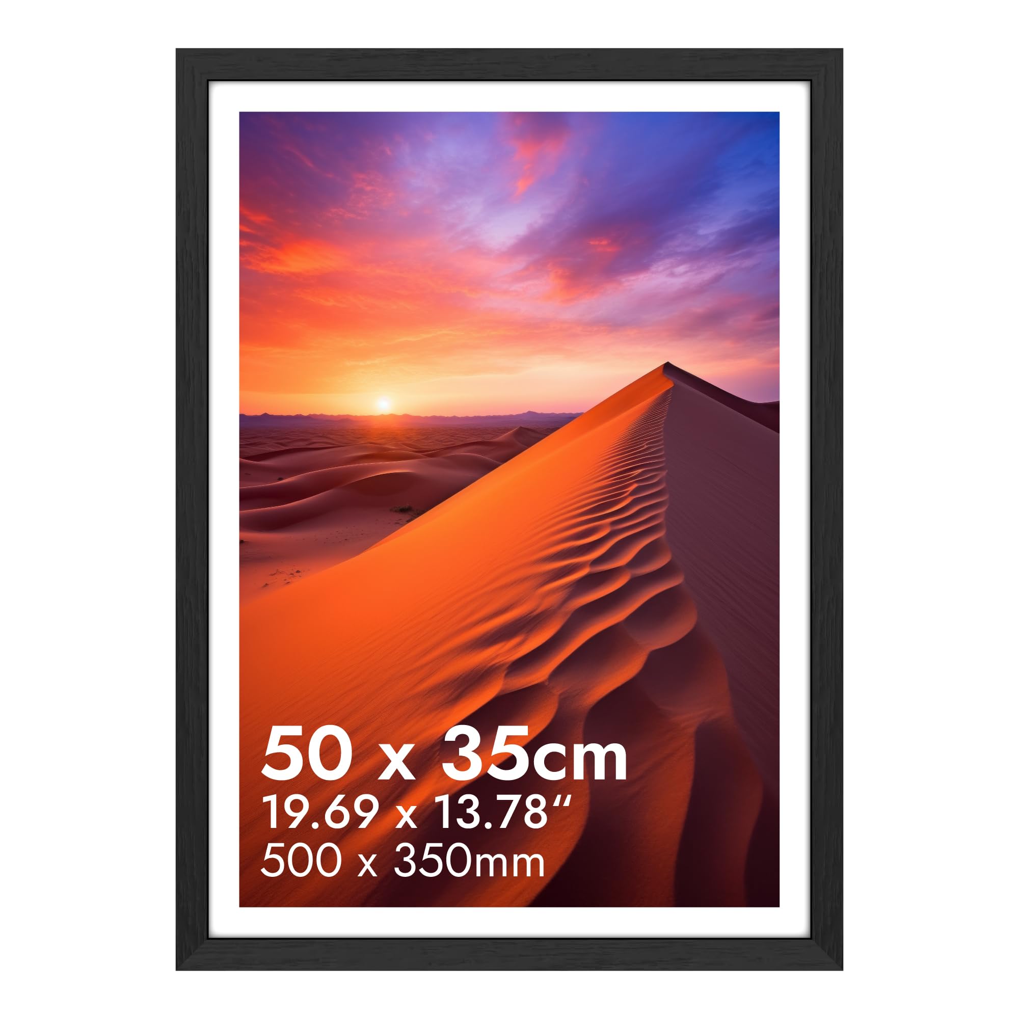 HNK Black Photo Frames 35x50cm Engineered Wood and Plexiglass, Photo Frame 350×500mm Dual Orientation Landscape or Portrait, Picture Frame 50 X 35 Cm Wall Hanging Display Decoration for Home — image 1