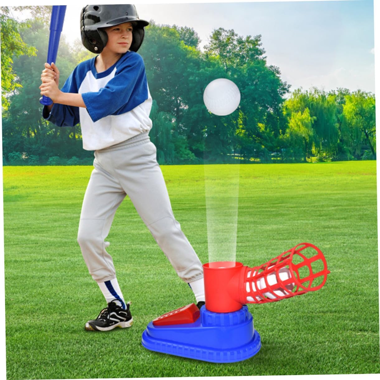 KOMBIUDA Baseball Trainer Tools with Bat and Ball Machine for Outdoor Activities Enhances Motor Skills and Batting Training Baseball Training Supply for Boys