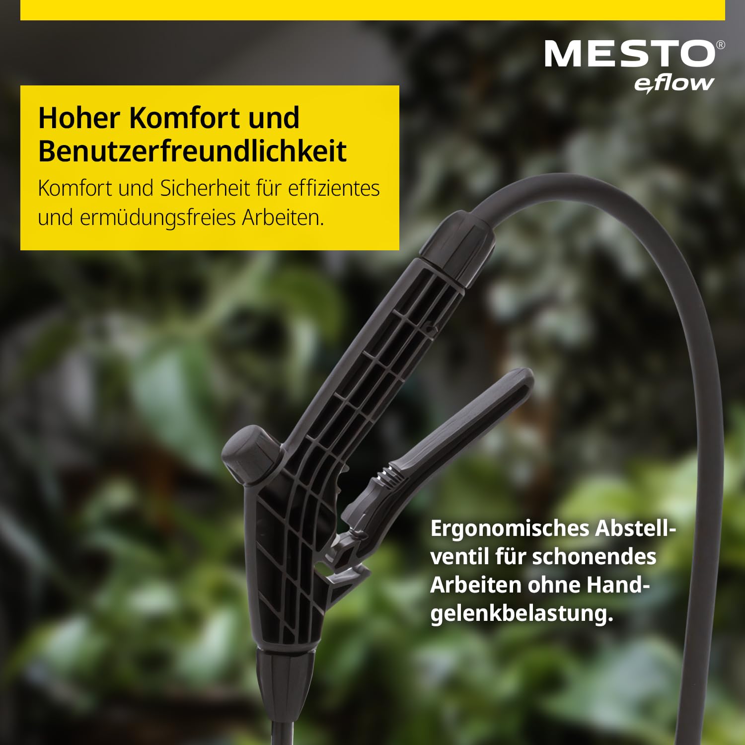 Mesto e.flow e.Veris Akku-Drucksprühgerät 5L | Akku Drucksprüher 2,2 bar | Akku Sprühgerät | Pumsprühflasche für Haus & Garten | Drucksprüher elektrisch | Pflanzensprüher | Gartenspritze & Unkrautspri