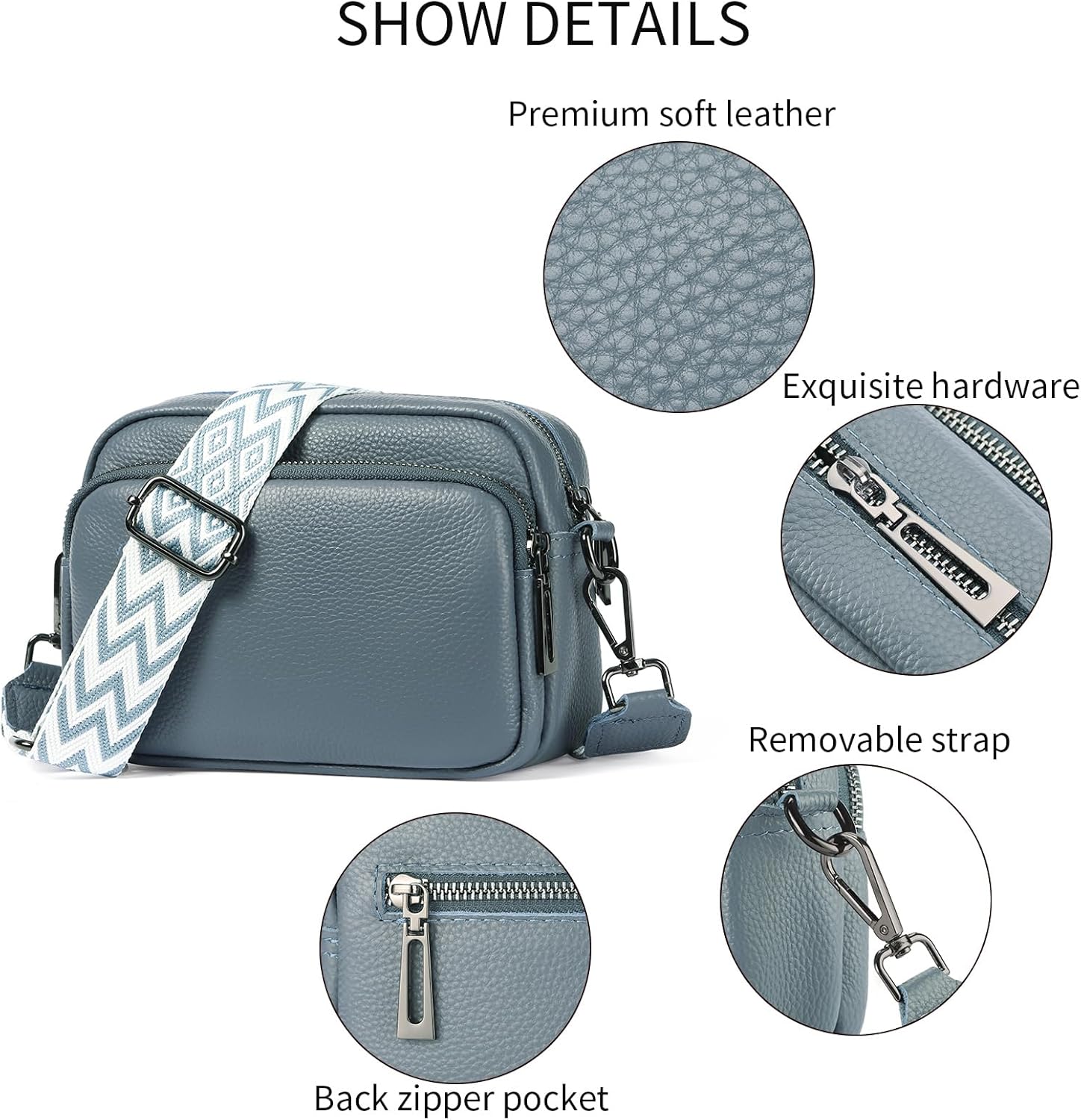 GOIACII Crossbody Bags for Women Small Purses Shoulder Bag with Wide Strap Leather - Image 7