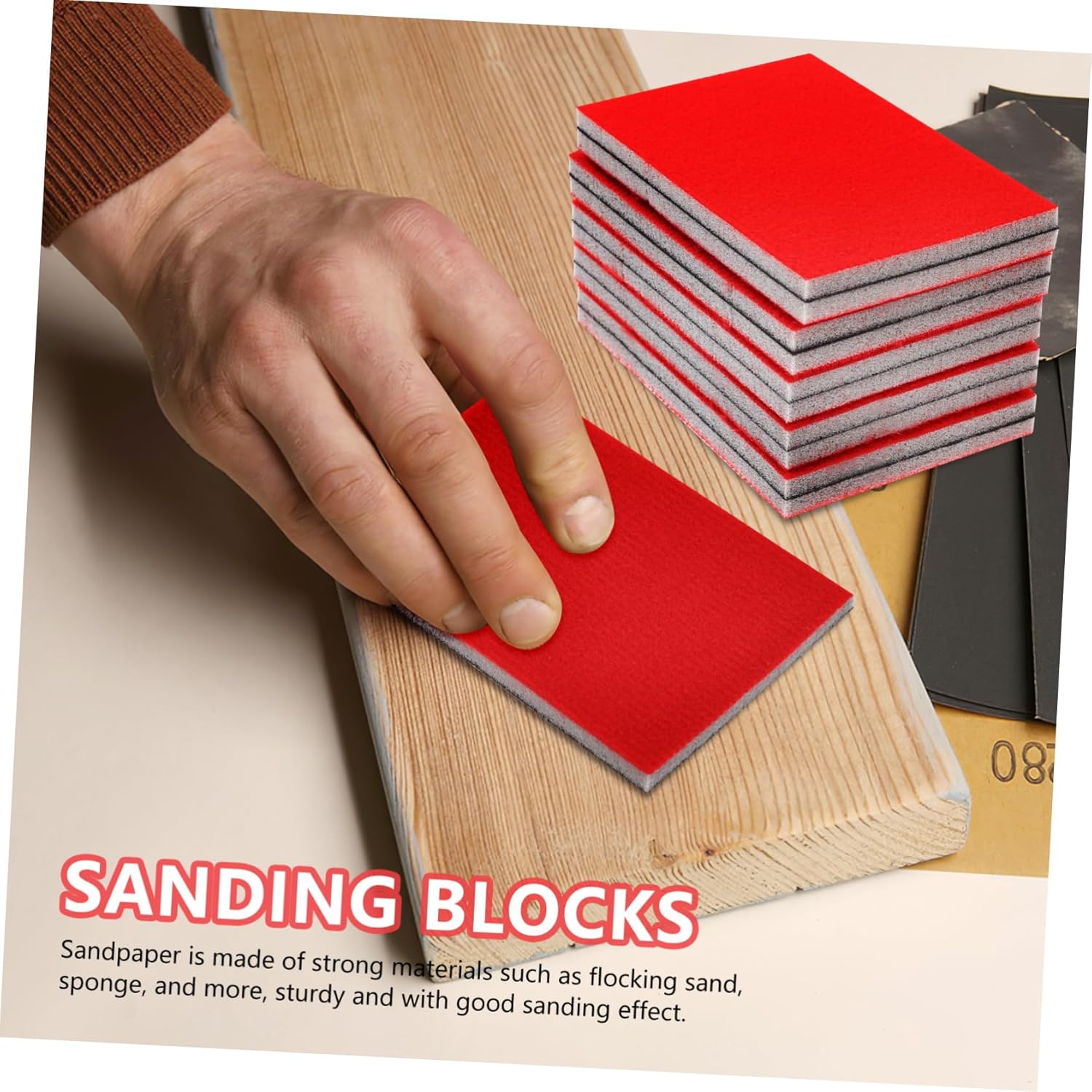 GLEAVI 5sets Multi-grit Sandpaper Blocks 180/240 Grit Soft Black Foam Pads Auto Body Sandpaper for Car Repair 20pcs*5