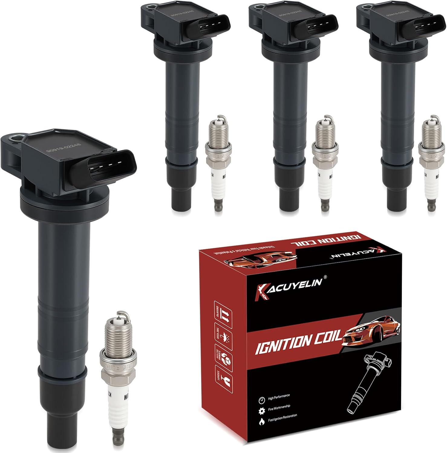 UF495 Ignition Coil Pack and Iridium Spark Plugs Set of 4 Compatible with Toyota Camry 2006-2011, 2009-2012 Matrix,2007-2008 Solara,V6 2.4L L4