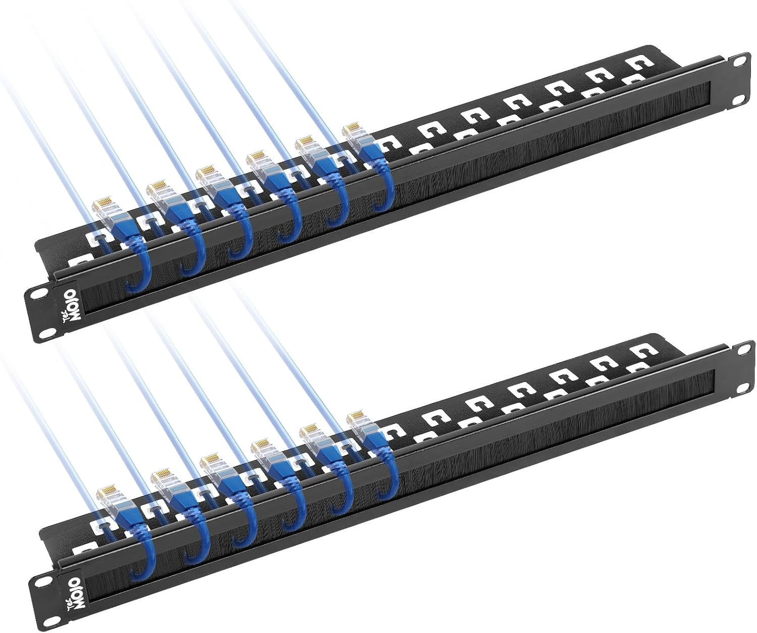 1U 2 Pack Brush Panel, Brush Strip Plate for Cable Entry&Management, Server Rack Cable Organizer with Tidy Brush for 19in Network Rack/Server Rack/Cabinet Enclosure, Black