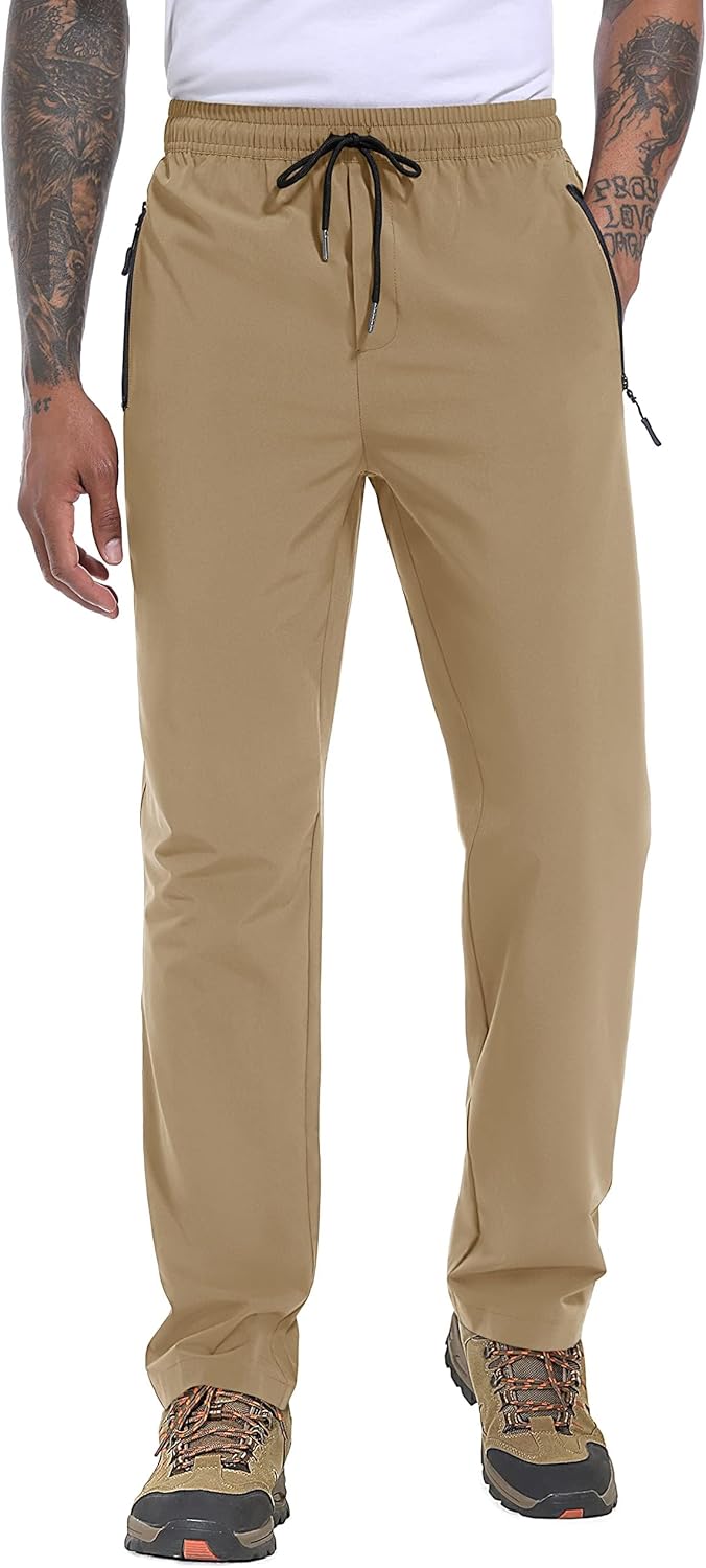 MAGCOMSEN Mens Quick Dry Hiking Pants Lightweight Outdoor Trousers Breathable Stretch Athletic Tracksuit Bottoms with Zip Pockets