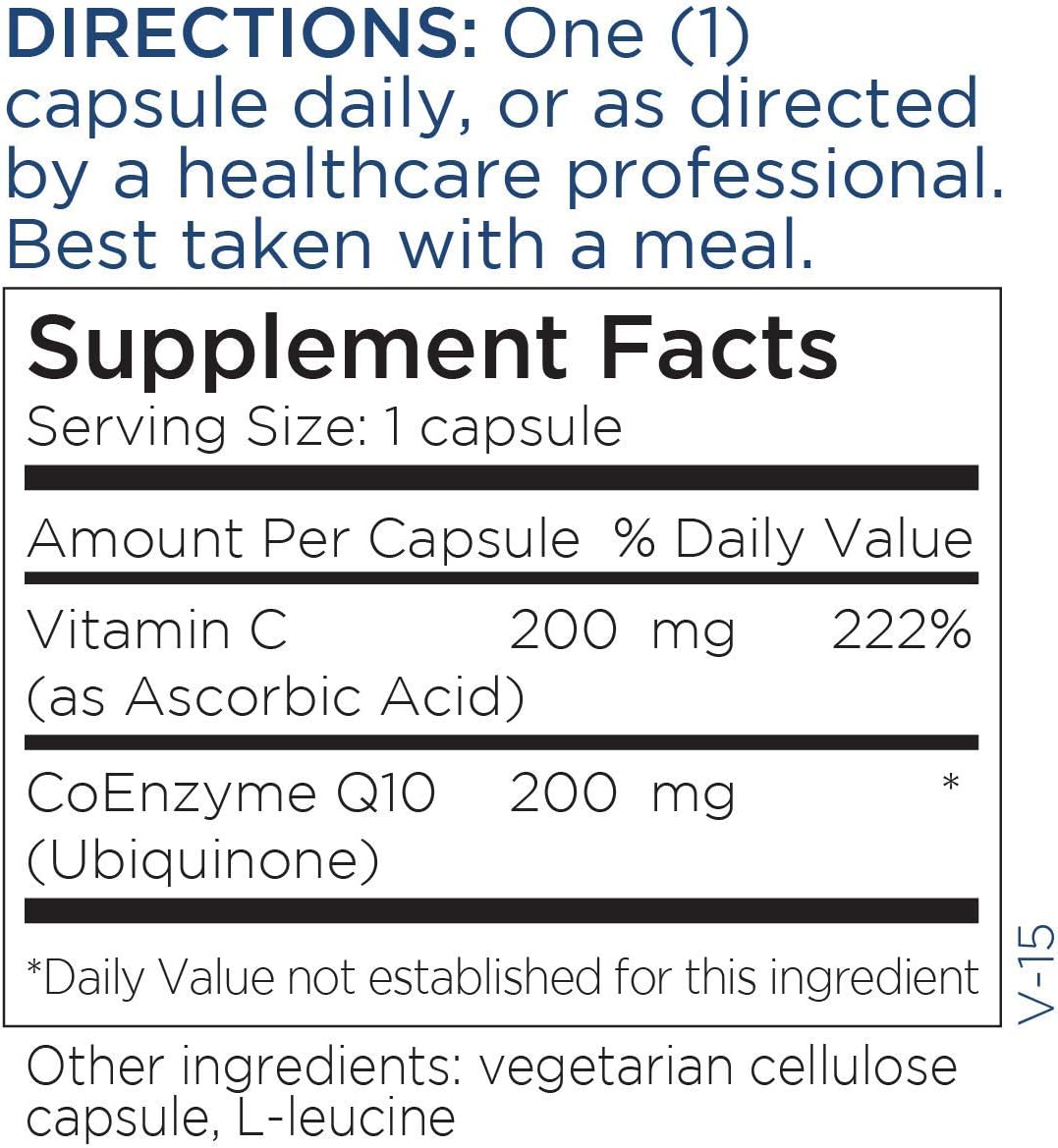Metabolic Maintenance CoQ10 Capsules - 200mg Coenzyme Q10 with Vitamin C - Antioxidant, Immune, Energy + Cardiovascular Support (60 Capsules)