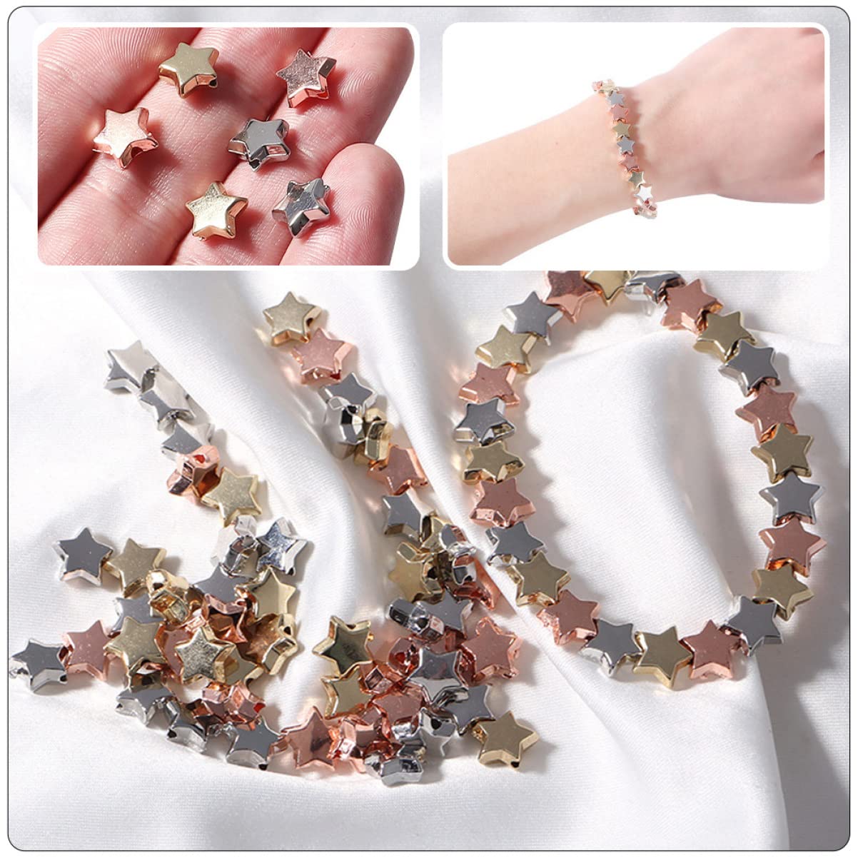 HOMSFOU 5 Set Perline Forma Stella Colorate Per Fai Da Te Distanziatori Per Collane E Bracciali Ccb Per Creazioni E Bigiotteria 300 Pezzi*5