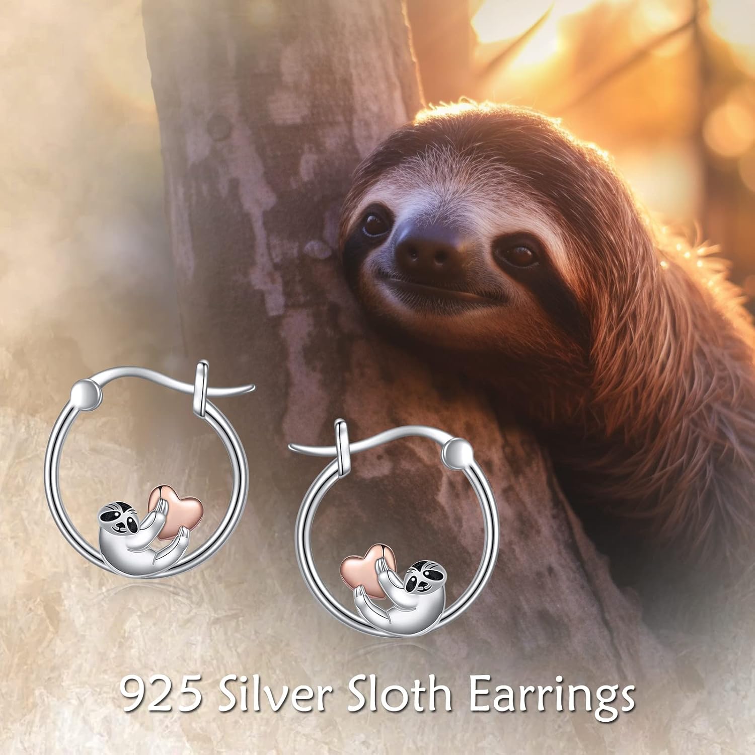 CRMAD Sloth Earrings for Women Sterling Silver Sloth Hoop Earrings Animal Jewelry Gift for Women (sloth)
