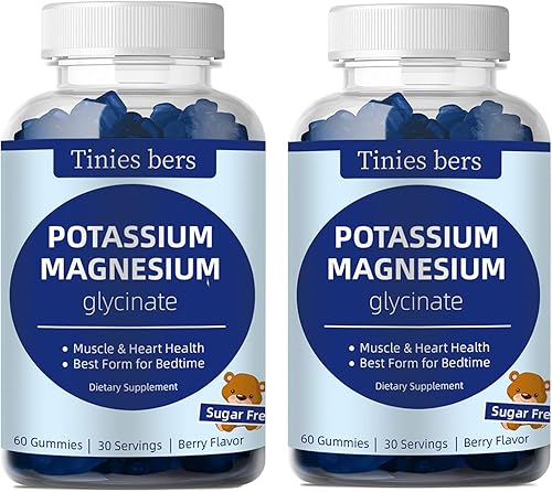 Gomitas de potasio y magnesio, gomitas de potasio sin azúcar para adultos y niños, apoyan los calambres en las piernas, la salud muscular y del