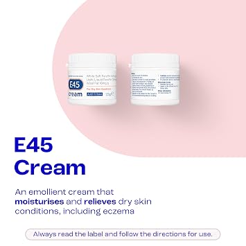 E45 Dermatological Cream 125G | Emollient cream - Soothes dry, itchy & irritated skin - Non-greasy - Face & hands - Eczema-prone skin
