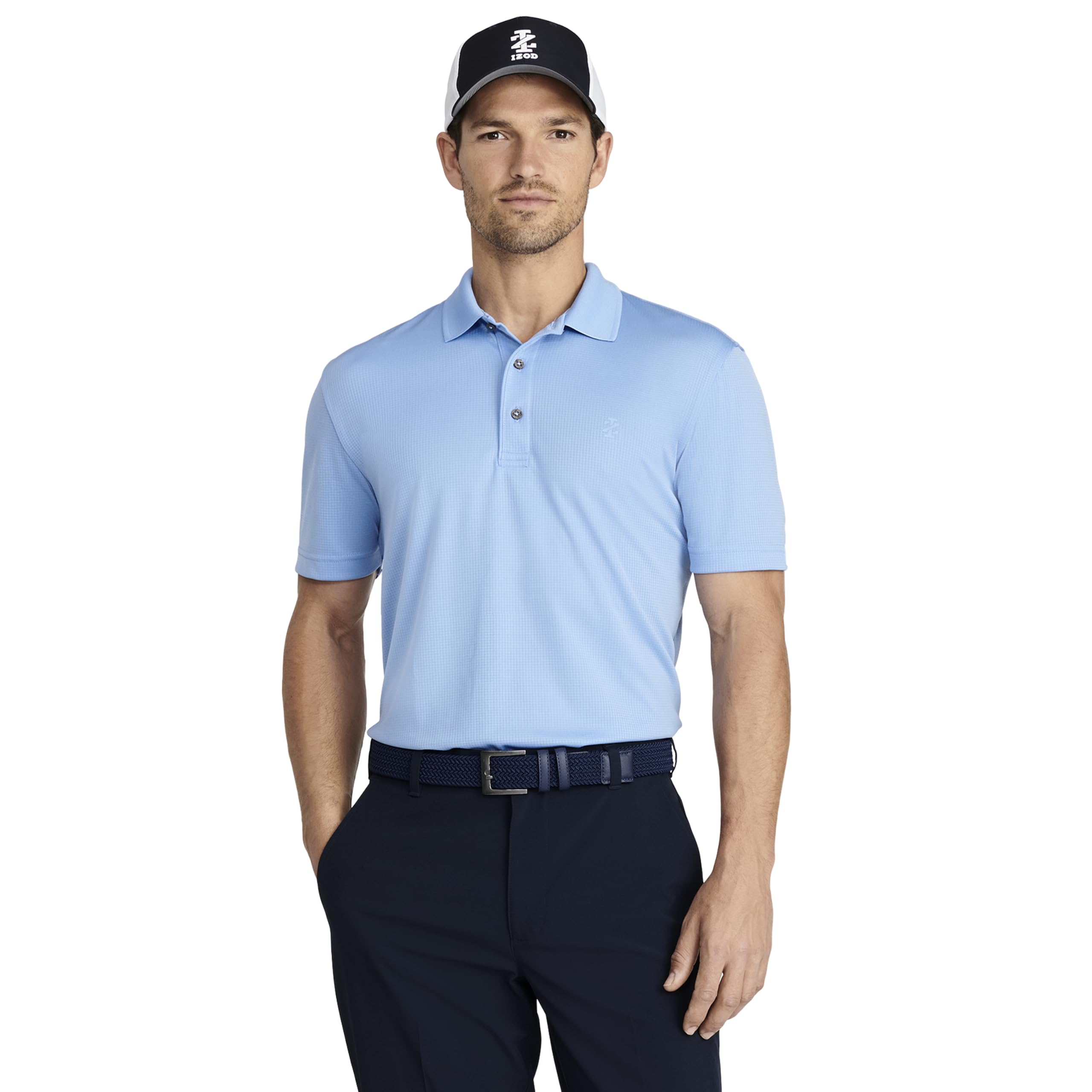 Men's Performance Golf Grid Short Sleeve Stretch Polo Shirt
