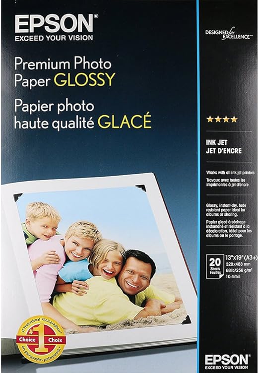 Epson Premium Photo Paper GLOSSY (13x19 Inches, 20 Sheets