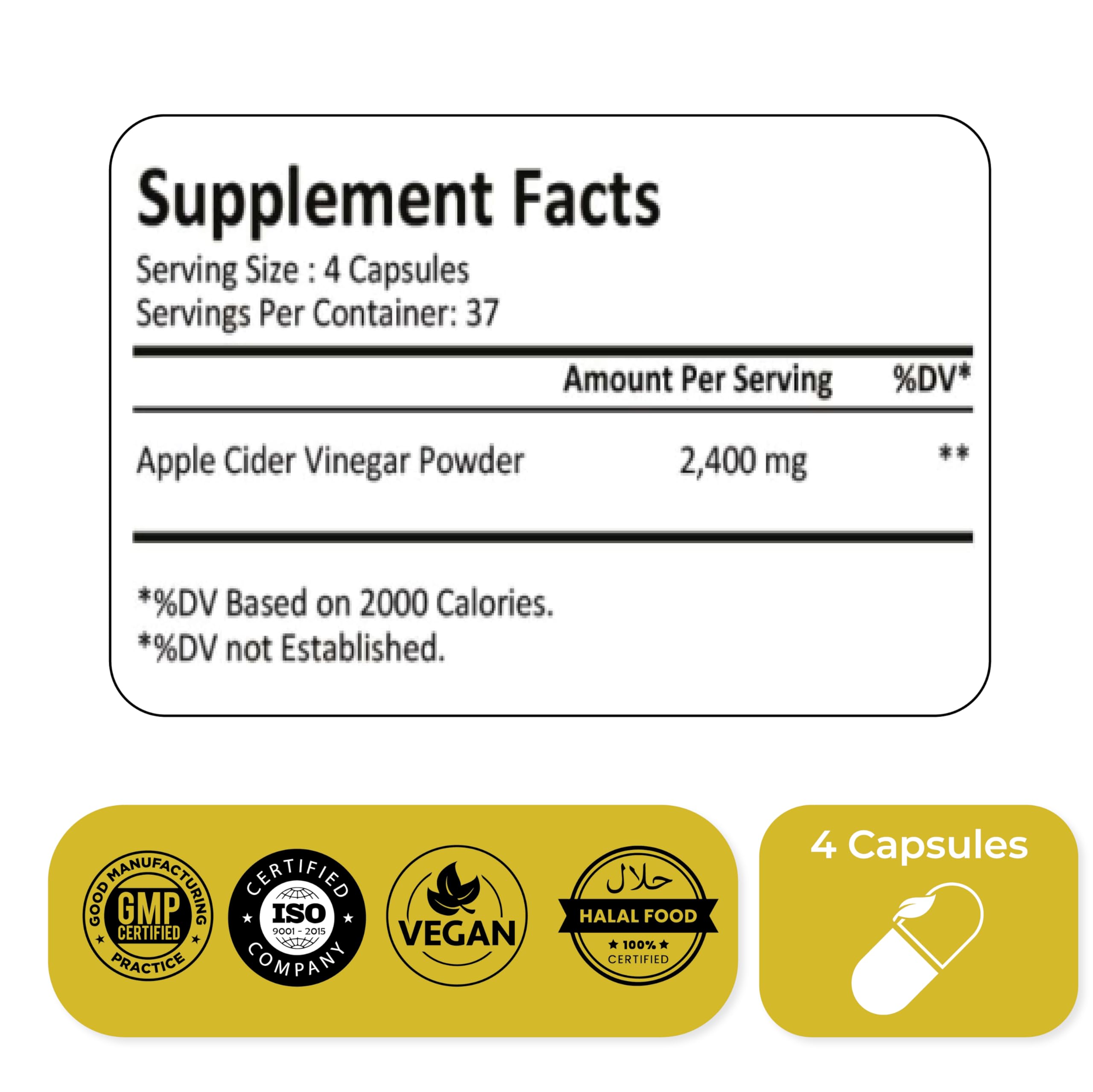 Natrolina Apple Cider Vinegar 2400mg - 150 Capsules | ACV Supplement for Weight Management, Immune Health | Non-GMO, Gluten Free Supplement