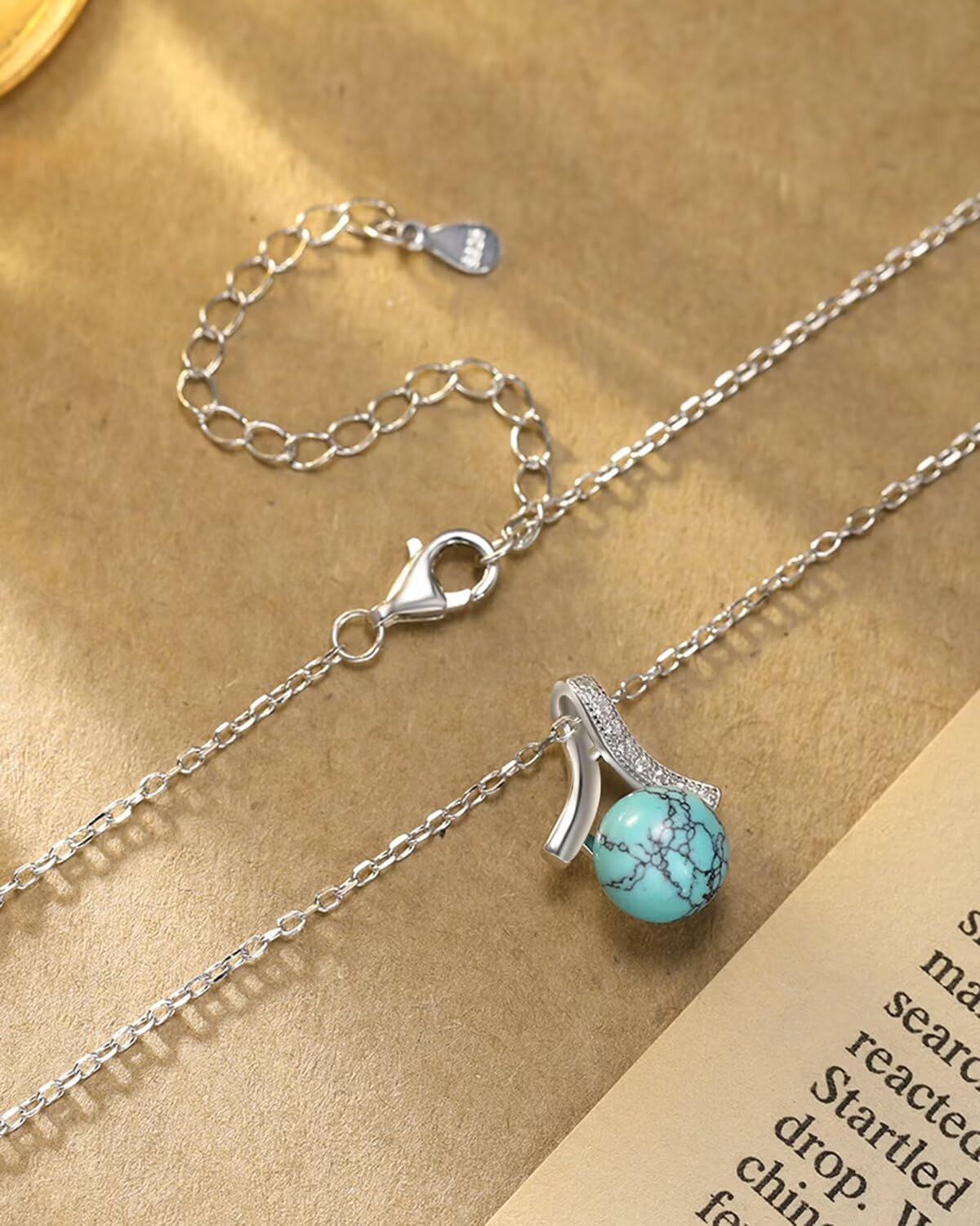 BDL Genuine Turquoise Jewelry for Women-925 Sterling Silver Pendant Necklaces Gifts for Her,Vintage Concert Festival Accessories for Anniversaries/Mother's Day/Christmas - Image 5