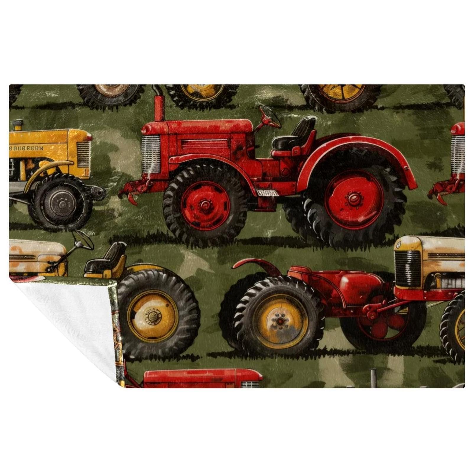 Plaid tracteur grunge couverture douce pour pique-nique et canapé