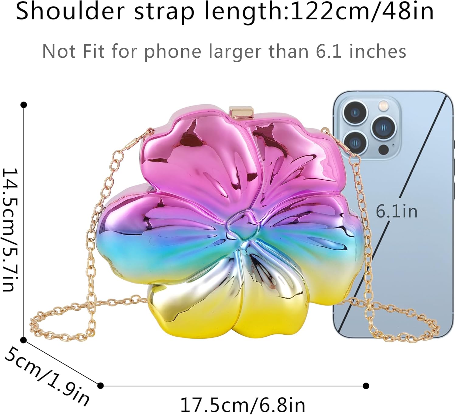 Women Acrylic Clutch Purse Flower Shaped Crossbody Bag Wedding Party Evening Handbag