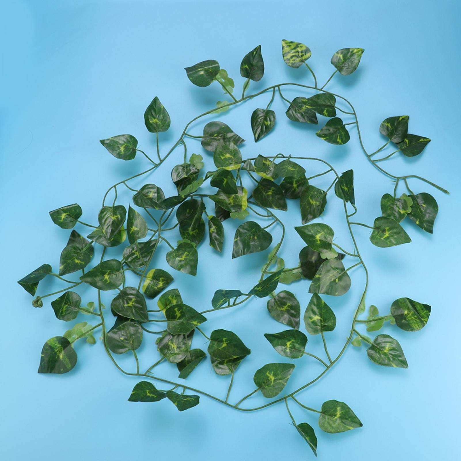 HEEPDD Reptiles Habitat Decor, 6.89ft Long Vine Habitat Decor Artificial Leaves Hanging Flexible Vines For Lizard Frogs Snakes And More Reptiles(Green Leaf