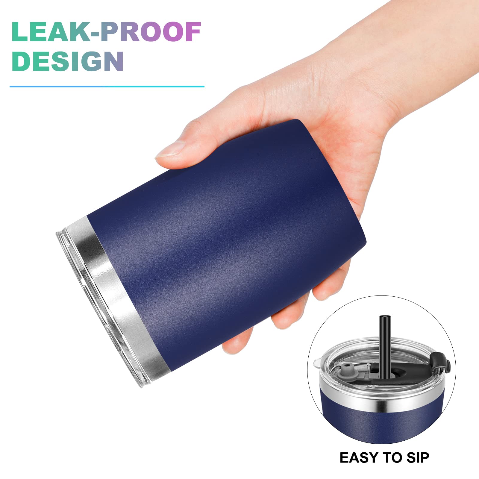 Neihepal 24oz Stainless Steel Water Bottle - Vacuum Insulated Cold Grey Flask With Straw Lid