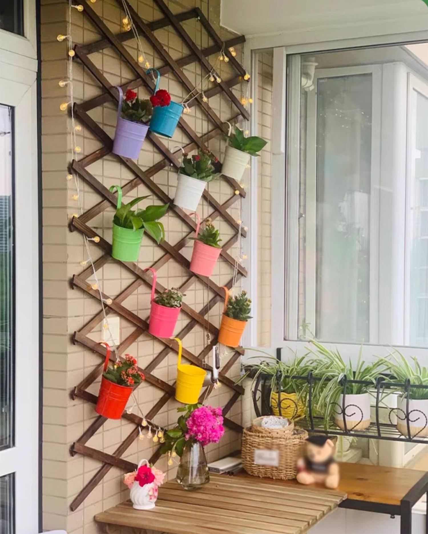 Enrejado De Madera Expandible 44cm X 23cm ~ 300cm X 120cm Valla De Celosía De Jardín Remachados, Estructura De Soporte De Enredaderas De Frutas Y Verduras Para Terraza, Decoración De Paredes(H150)