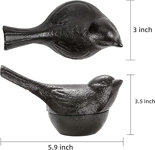 Vista 2 de Ocultador de llaves de hierro fundido, soporte para llaves de pájaros, adorno de estatuas de jardín pequeñas para exteriores, figura de repuesto