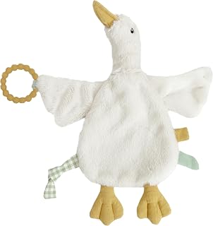 MON AMI PRU Goose Teether Lovey, 12-Inch Baby Security Blanket for Kids | goose-shaped plush lovey, silicone teether attached, baby lovey design, soothing teething relief, soft newborn companion