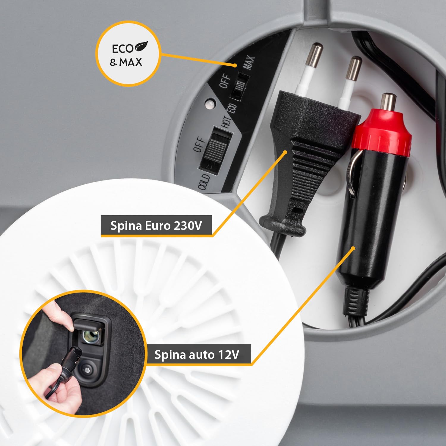 TZS First Austria - Frigorifero portatile 45L elettrico 12V 230V presa per auto e standard - Frigo termoelettrico raffredda e riscalda - Coolbox con ruote - Per campeggio, festival, viaggi - Nero