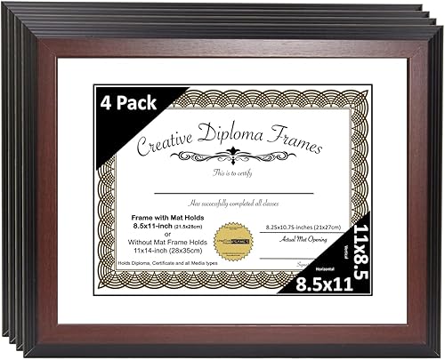 Miniatura 7 de CreativePF, marco para diploma, de madera de caoba, de 11 x 14 pulgadas, con un paspartú blanco para diplomas de 8.5 x 11 pulgadas, con pie y gancho
