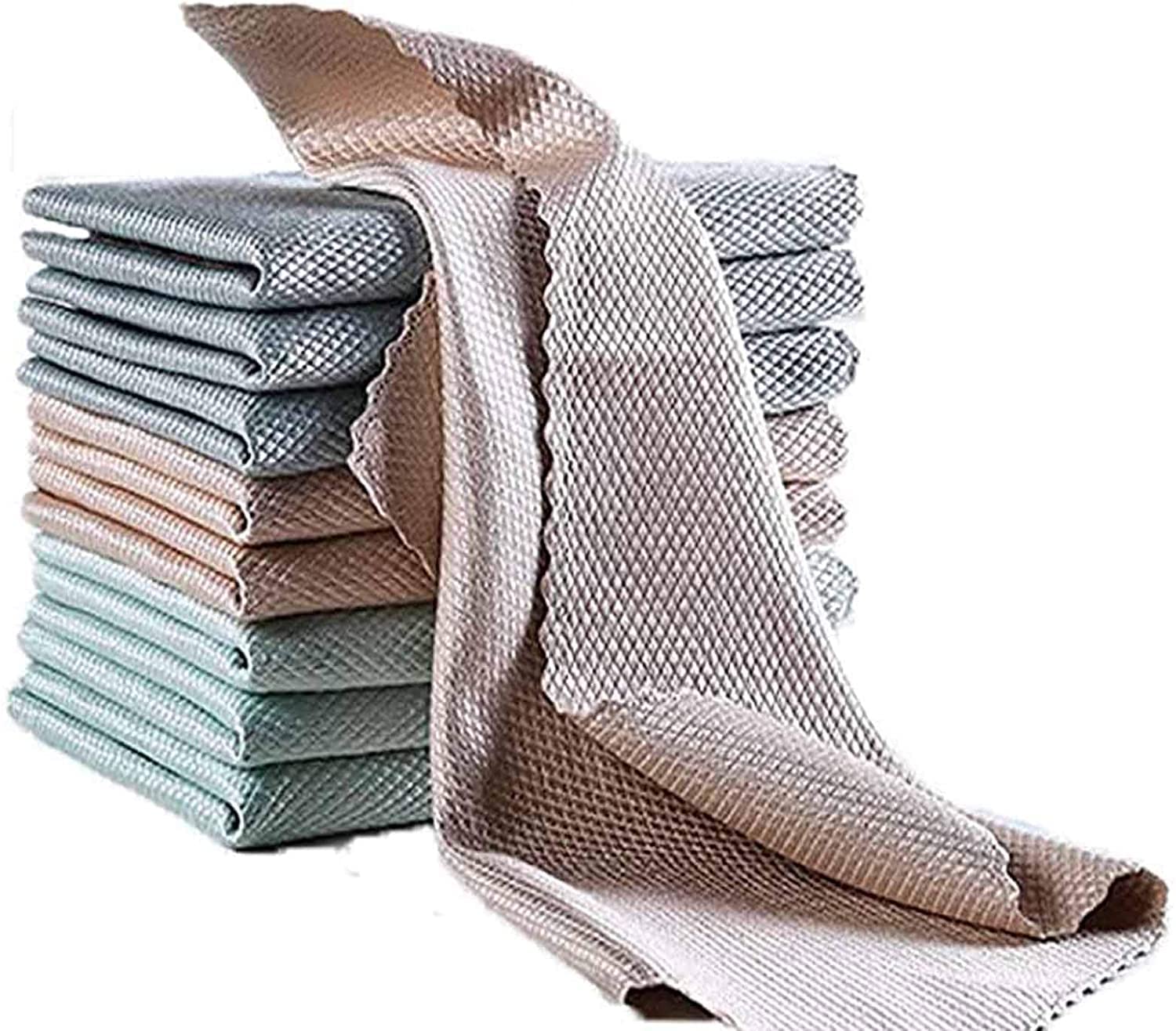 Maudlin Microfiber Cleaning Cloth - 4 Pack Fish Scale Microfiber Polishing Cleaning Cloth, Reusable Dish Towels, Multi-Purpose Glass Scrubbing Cloth for Household Cleaning, Lint Free, Streak Free (B09W67PWTY) Amazon Price History, Amazon Price Tracker