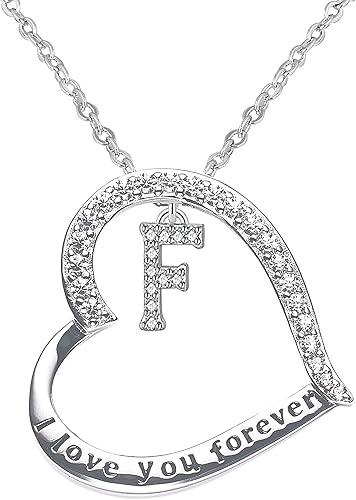 925 Sterling Silver Infinity Heart Pendant Initial Necklaces Silver Necklace Zircon Pendant Necklaces for Women Jewelry Gift for Women Wife Girls