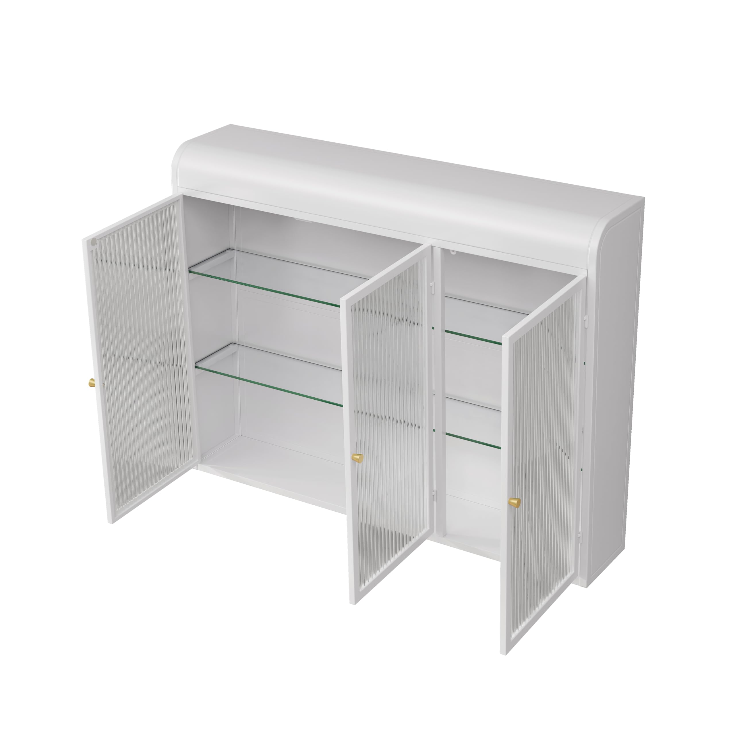 Cabinet in vetro a 3 porte, con montaggio a parete, per la casa e il bagno (bianco)