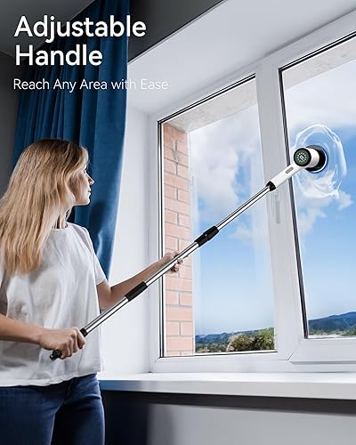 Miniatura 4 de Limpiador eléctrico giratorio limpiador giratorio inalámbrico con mango largo y velocidades dobles para limpiar el piso de azulejos de la bañera del