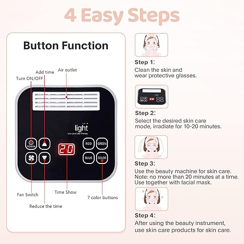 Miniatura 5 de Led-Light-Therapy, terapia de luz roja para la cara 7 en 1 colores LED facial cuidado de la piel herramienta facial cuello cuerpo mano cuidado de la