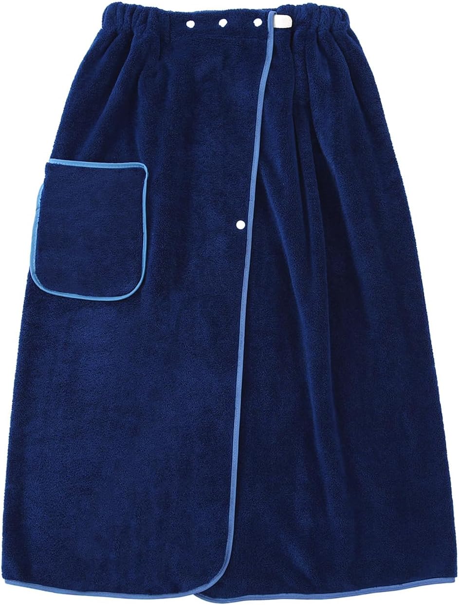 ラップタオル プールタオル 大判 約80X140cm 大人用 巻きタオル マイクロファイバー 柔らかい 吸水 速乾 男女兼用 水泳 ビーチタオル (ネイビー)