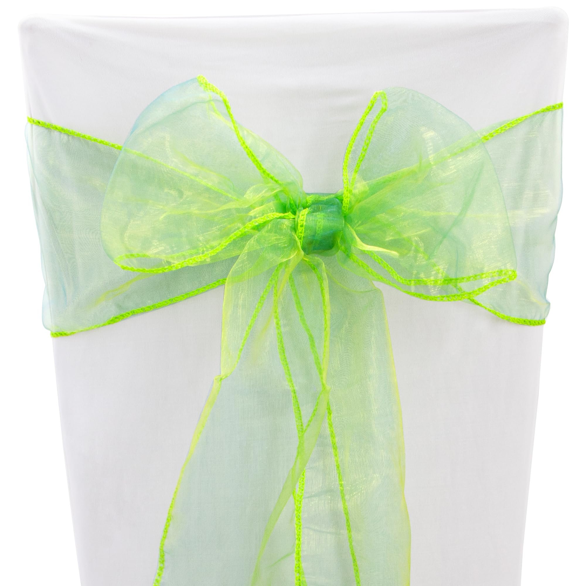 Time to Sparkle 80PCS 17x280cm Organza Chair Sashes Wider Fuller Cover Party Decoration Bow Sashes for Wedding -Green Shimmer