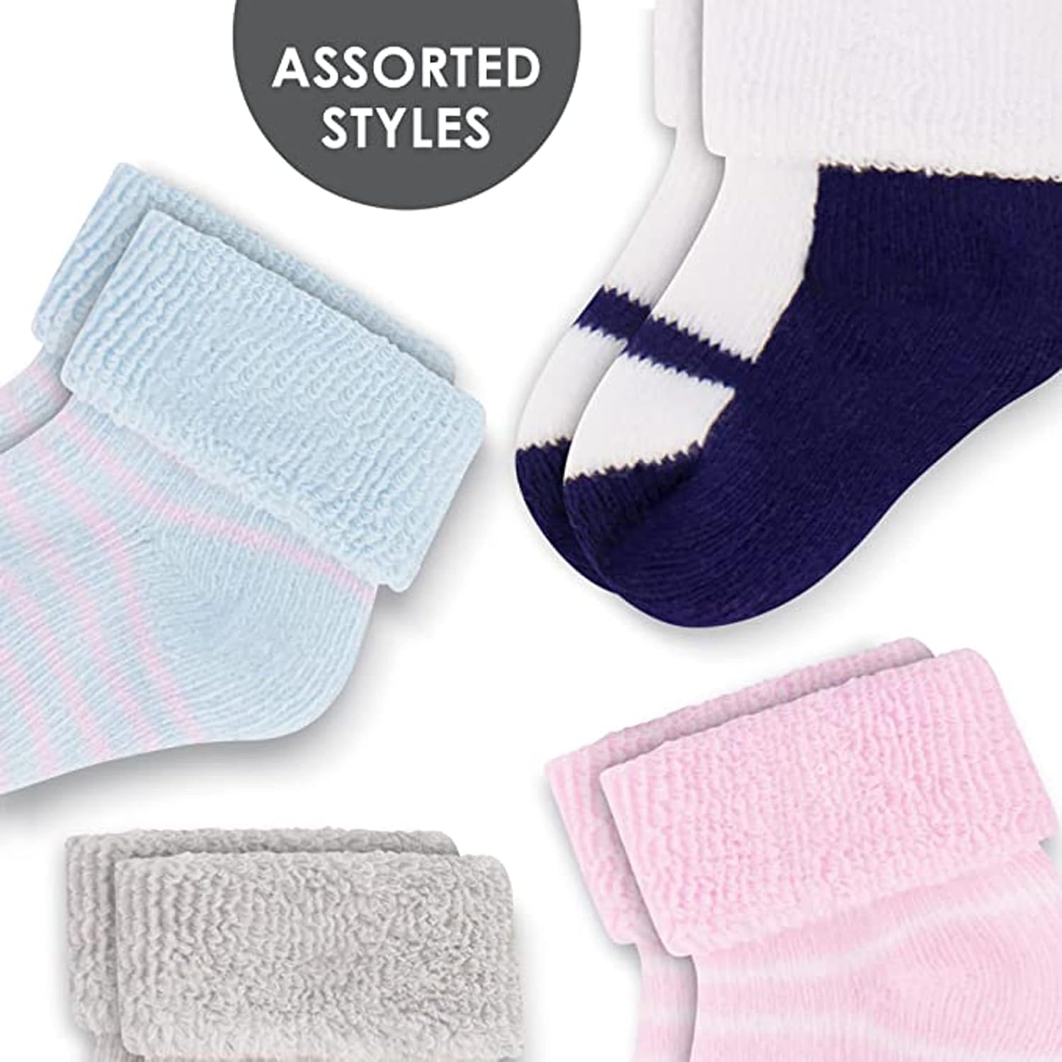 Rising Star Baby Socks for Boys & Girls - Newborn to 12 Months - Thick Cotton Terry Cuff Socks - Image 5