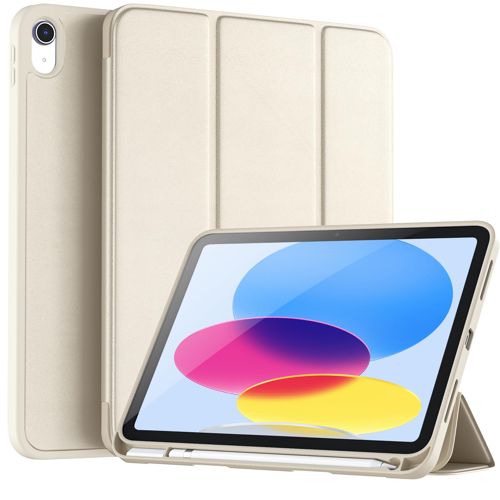 Vobafe Hülle Kompatibel mit iPad A16 11/10 Generation (Modell 2025/2022, 10,9/11 Zoll), Flexible TPU Rückseite, stoßfeste Schutzhülle mit stifthalter, Auto Schlafen/Wachen, Sternenlicht