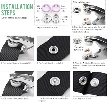 100 PCS Snap Button Fastener Kit, 9.5mm Metal Press Stud Tool Snap Fasteners with Pressure Pliers 10 Colour Poppers Fasteners No Sewing for Handmad Crafting