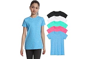5 Pack Summer T-Shirts for Teens - Athletic Dry Fit Short Sleeve Sports Shirts