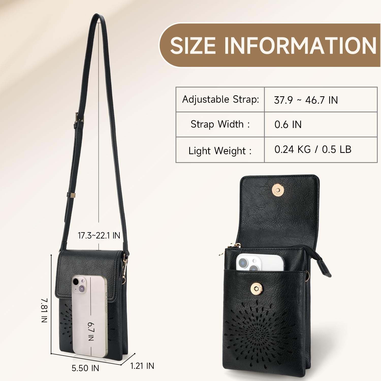 APHISON Small Crossbody Bags for Women Trendy, Leather Phone Wallet Purses Handbags Card Slots with Adjustable Strap - Image 4