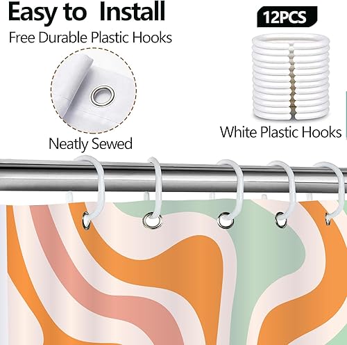 Miniatura 4 de Cortina de ducha colorida y divertida con reglas de baño, 60 pulgadas de ancho x 72 pulgadas de largo, para niña de moda, rosa, con cita divertida,