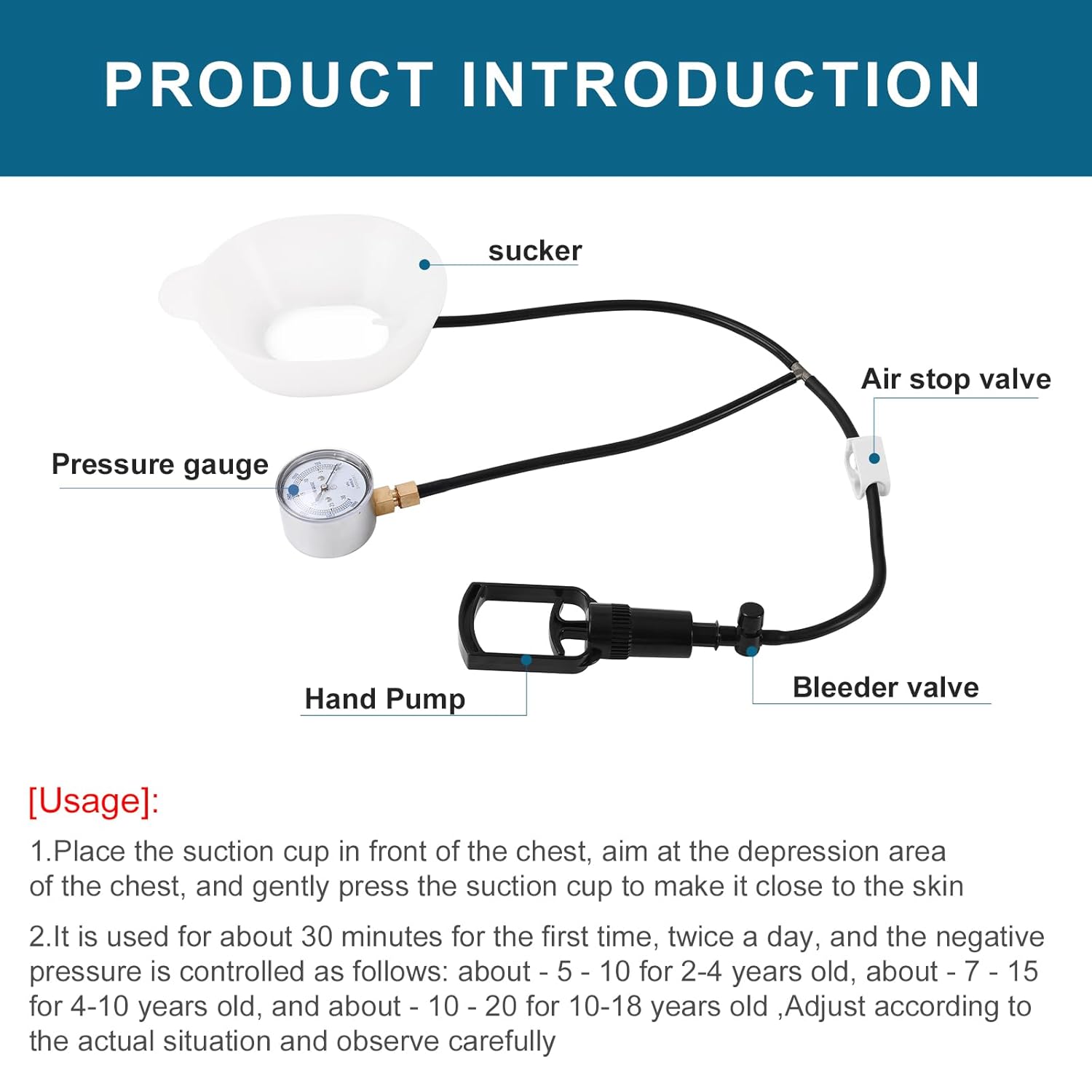 Pectus Excavatum Orthosis Brace, Pectus Excavatum Vacuum Bell， Sunken Sternum Brace for Adults and Child Physical Correction of Sunken Chest (Medium)