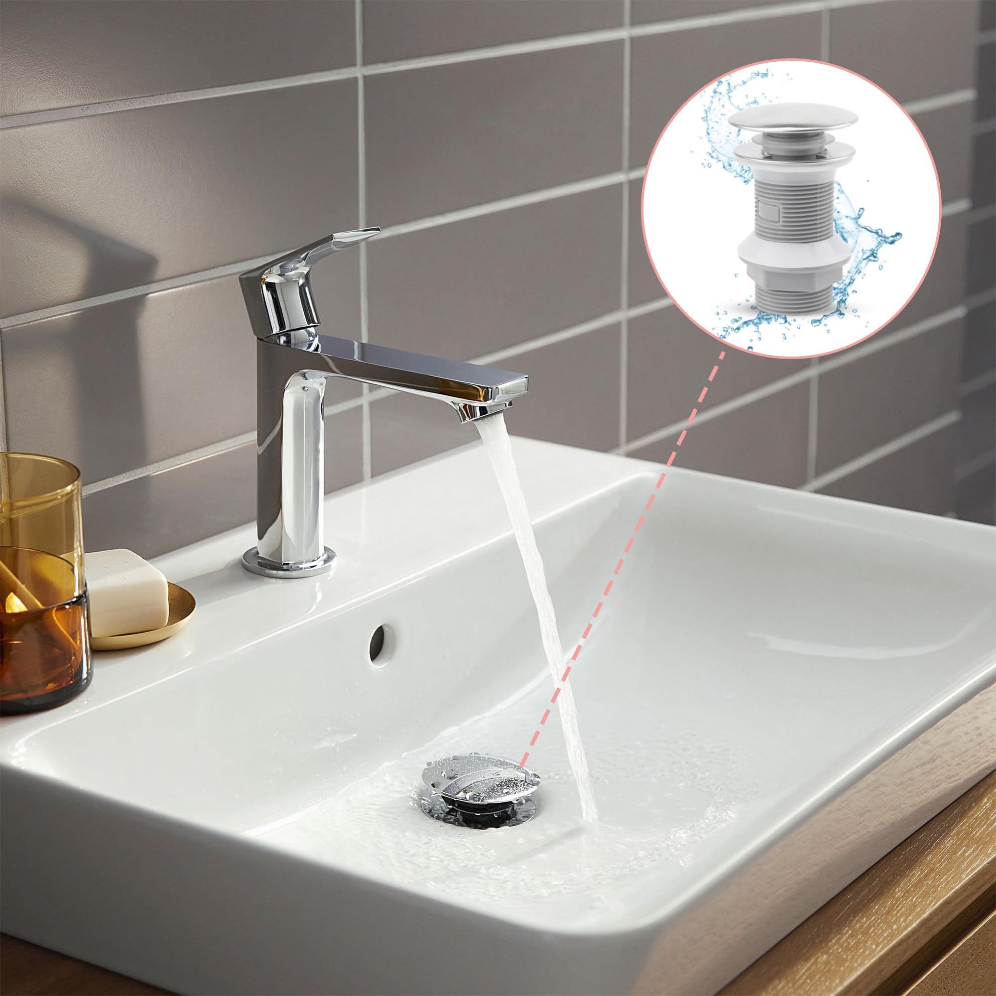 Lot De 2 Garnitures De Vidage Pop-up Chromé Pour Lavabo/baignoire - Marque Dwcx