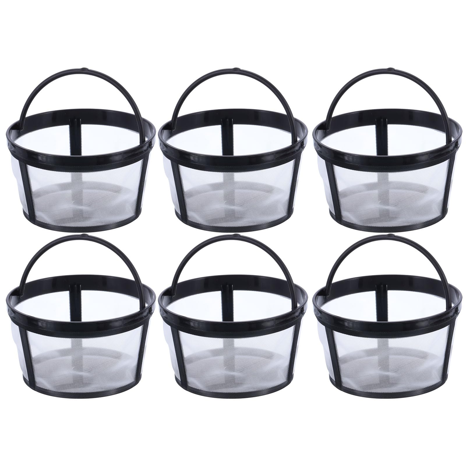 sourcing map 6Pcs 4 Cup Coffee Filter Basket, Reusable Coffee Filter Brew Basket Replacement, Coffee Maker Filter Basket with Closed Bottom, White