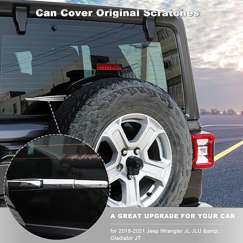 Miniatura 5 de Kit de embellecedores para limpiaparabrisas delantero y trasero para Jeep Wrangler JL JLU y Gladiator JT 2018-2021 (cromado)