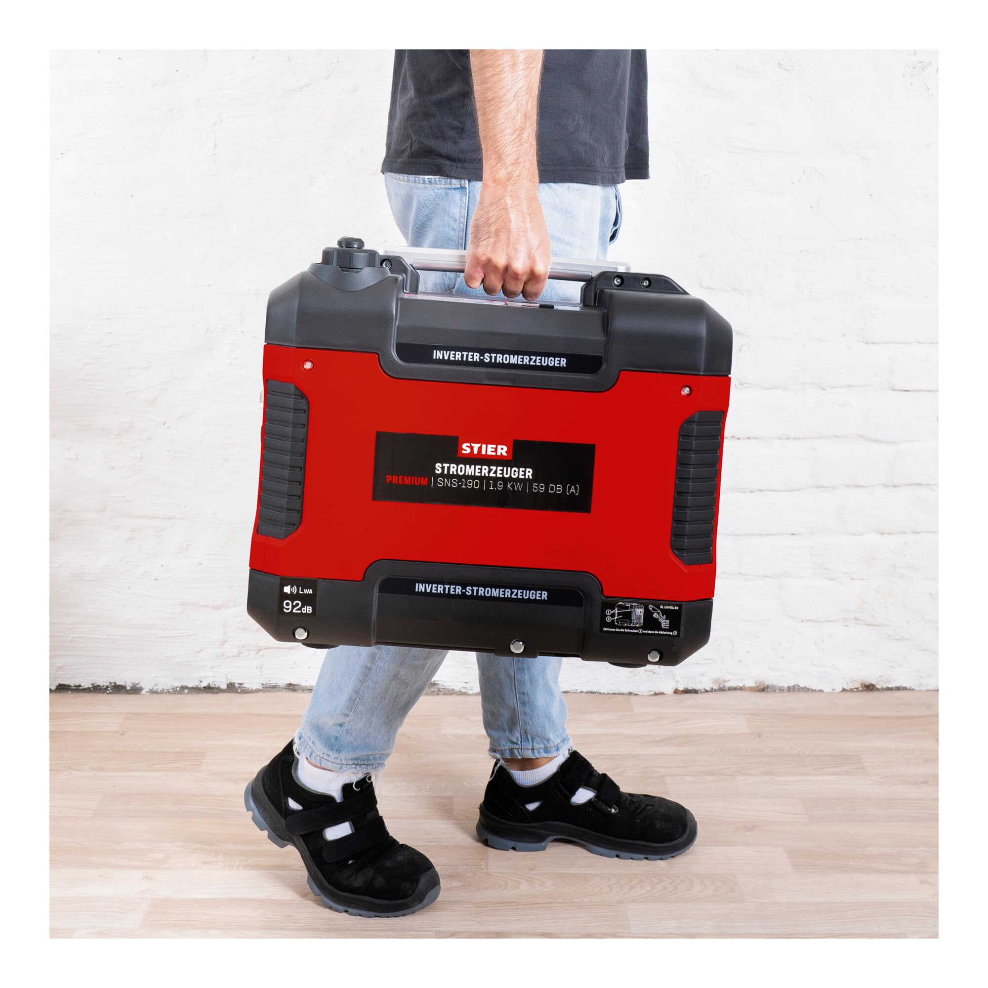 STIER Groupe électrogène à onduleur Premium SNS-190, 1,9 kW, 59 dB(A), esssence, 4L, portable à essence, générateur d'énergie
