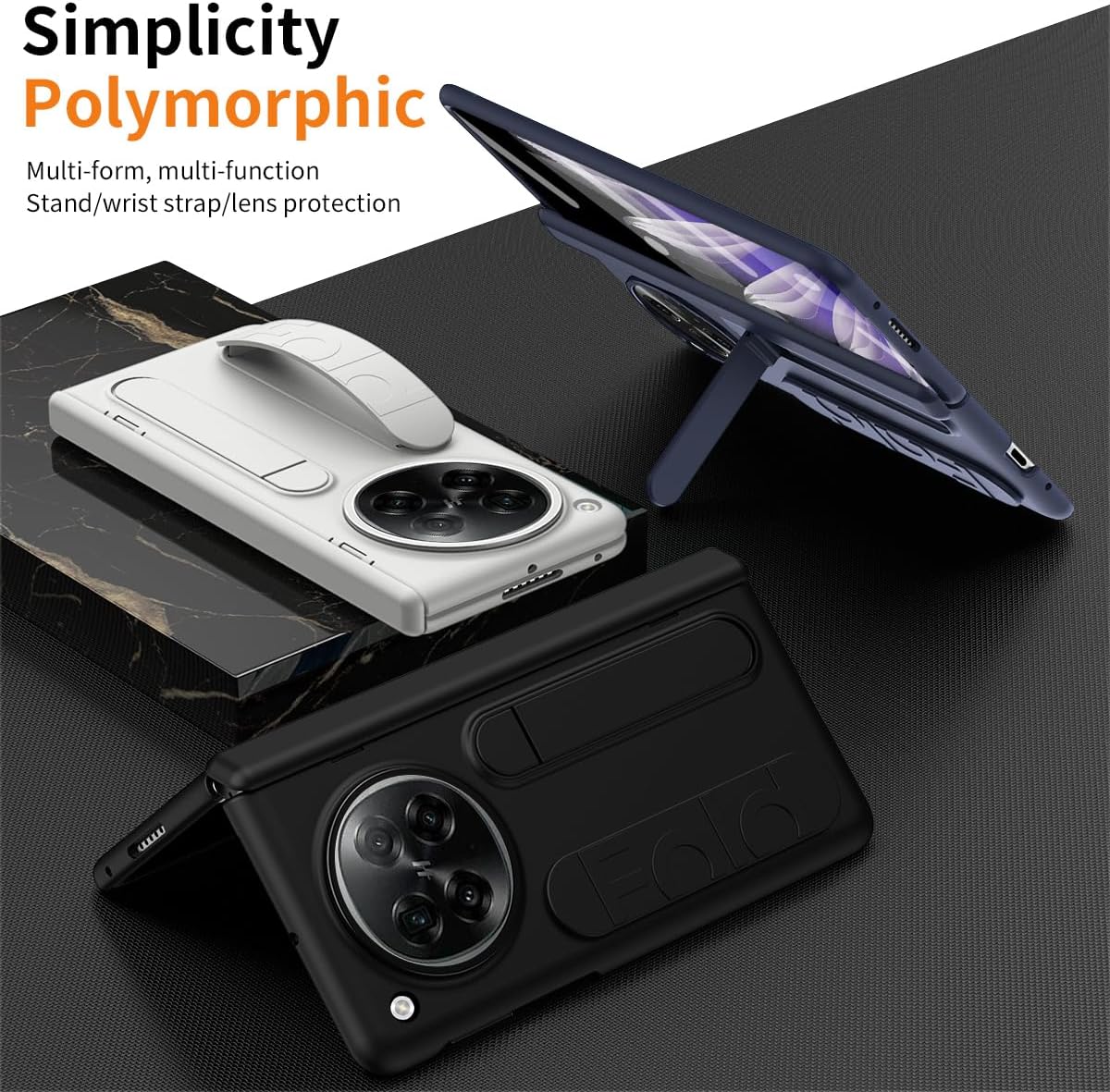 Compatible with Oppo Find N6 Case with Built-in Screen Protector & Hidden Kickstand, Hinge Protective Case Full-Body Shockproof Protective Phone Case Compatible with Oppo Find N6(Black)