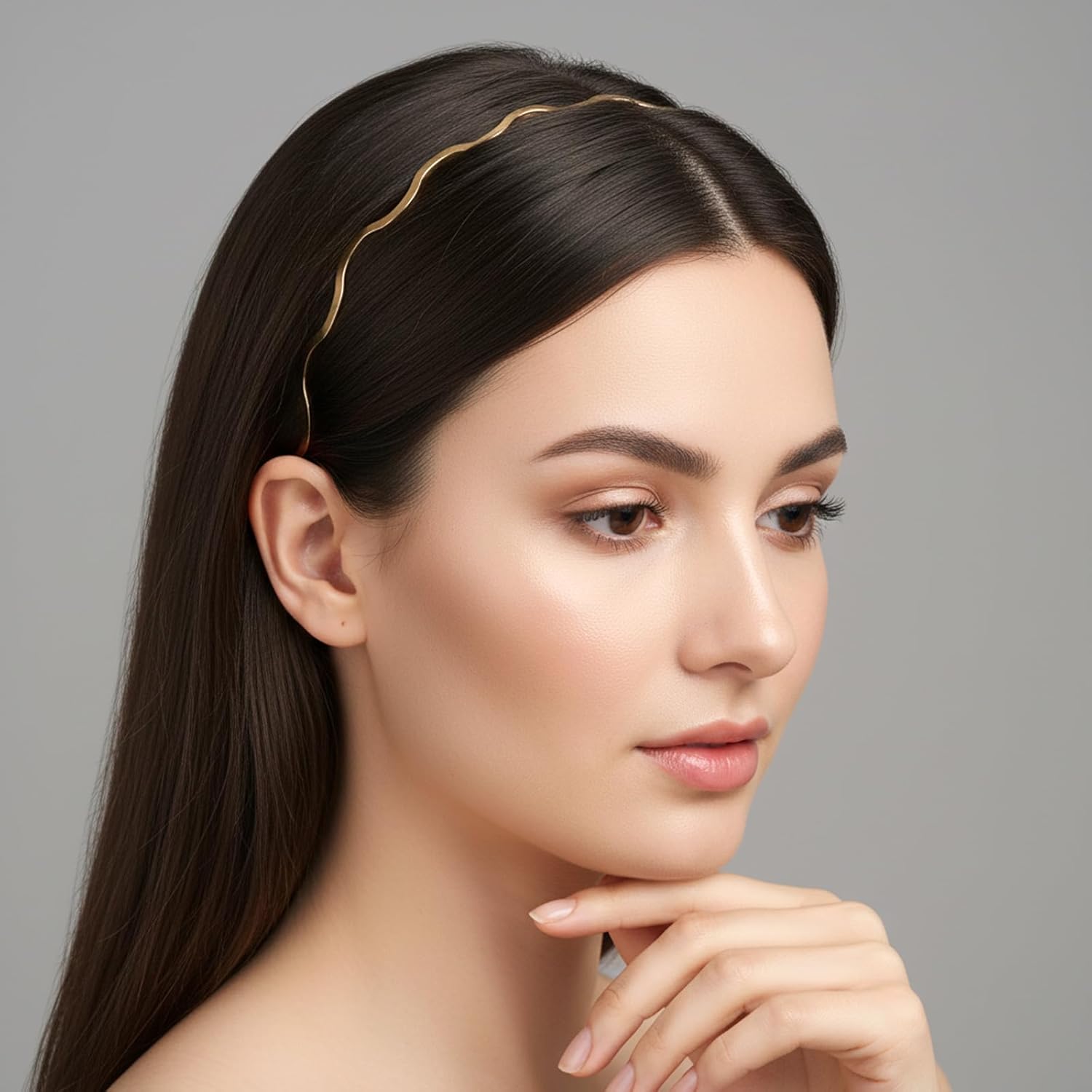 4PCS Metal Headbands, Gold Silver Wavy Headbands Gold Silver Thin Metal Head Bands Elastic Trendy Hair Accessories for Women Teens - Image 7