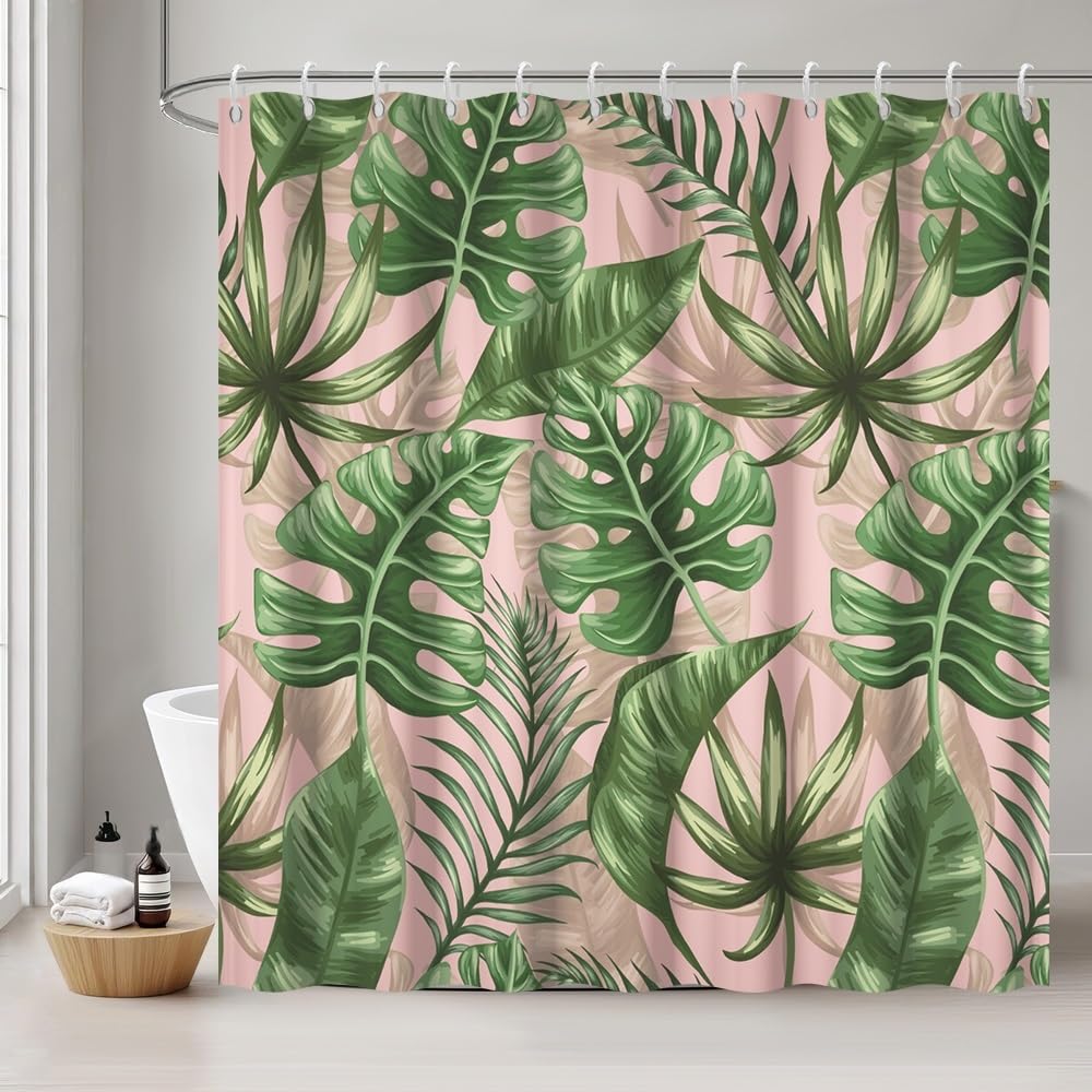 Cortina de Ducha de Hoja Eucalipto, Cortinas de Ducha Verde Oro Abstracto Planta Cortinas de Baño Antimoho Impermeable Lavable Tejido de Poliéster Cortina Ducha con 12 Ganchos 120x200cm — view 15