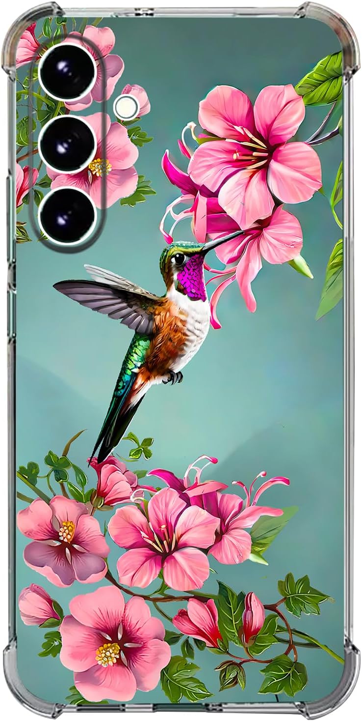 Case for Galaxy A36 5G,Hummingbird Flowers Blue Drop Protection Shockproof Case TPU Full Body Protective Scratch-Resistant Cover for Samsung Galaxy A36 5G